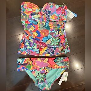 Bleu Rod Beattie shirred tankini and sarong bottom NWT size 8 - Price Firm